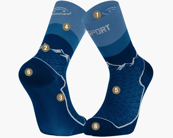 TREK DOUBLE GR Blue High Sock